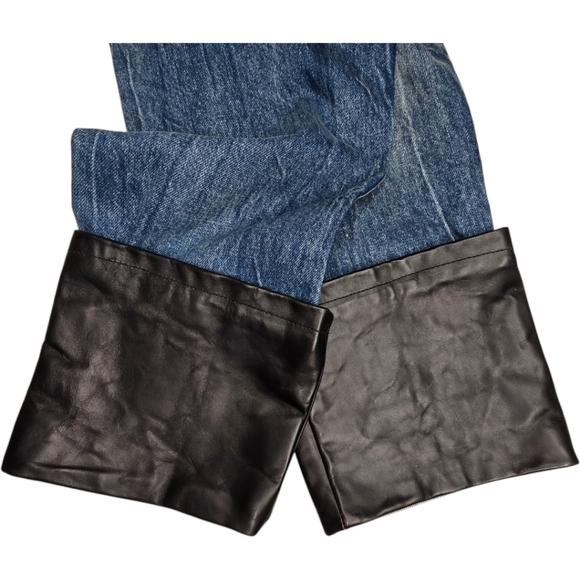 R13 Axl Leather-Cuff High-Rise Straight-Leg Jeans Size 27 - Picture 8 of 16